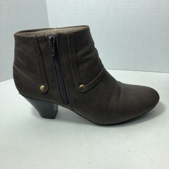 Life Stride Boots Womens Size 9 Active Arch Comfort Ankle Side Zip Brown F3 - Picture 6 of 13